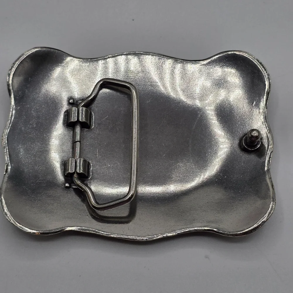 ARIAT Western Filigree Belt Buckle Silver Tone Rodeo Style Men's Cowboy Engraved